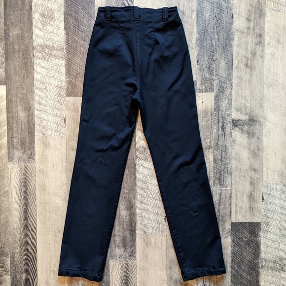 Reformation Black Twill Pants Exposed Button Fly High-Waisted - Picture 2 of 5